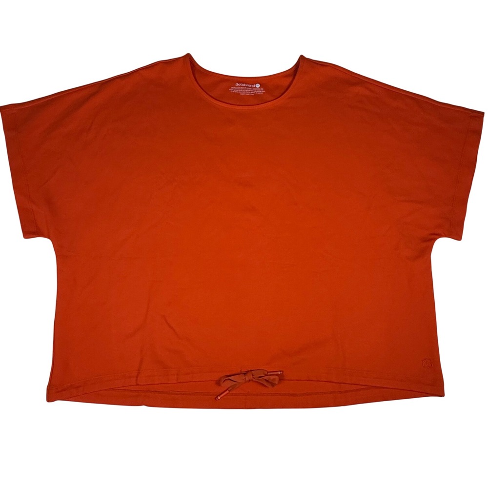 Betabrand Womens 2XL‎ Orange Drawstring Hem Short Sleeve T-Shirt Top